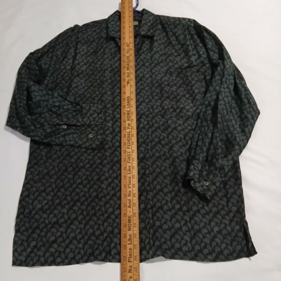 Robert Stock Large Long-Sleeved Button-Up Grey Paisley 100% Silk Shirt - Picture 8 of 12